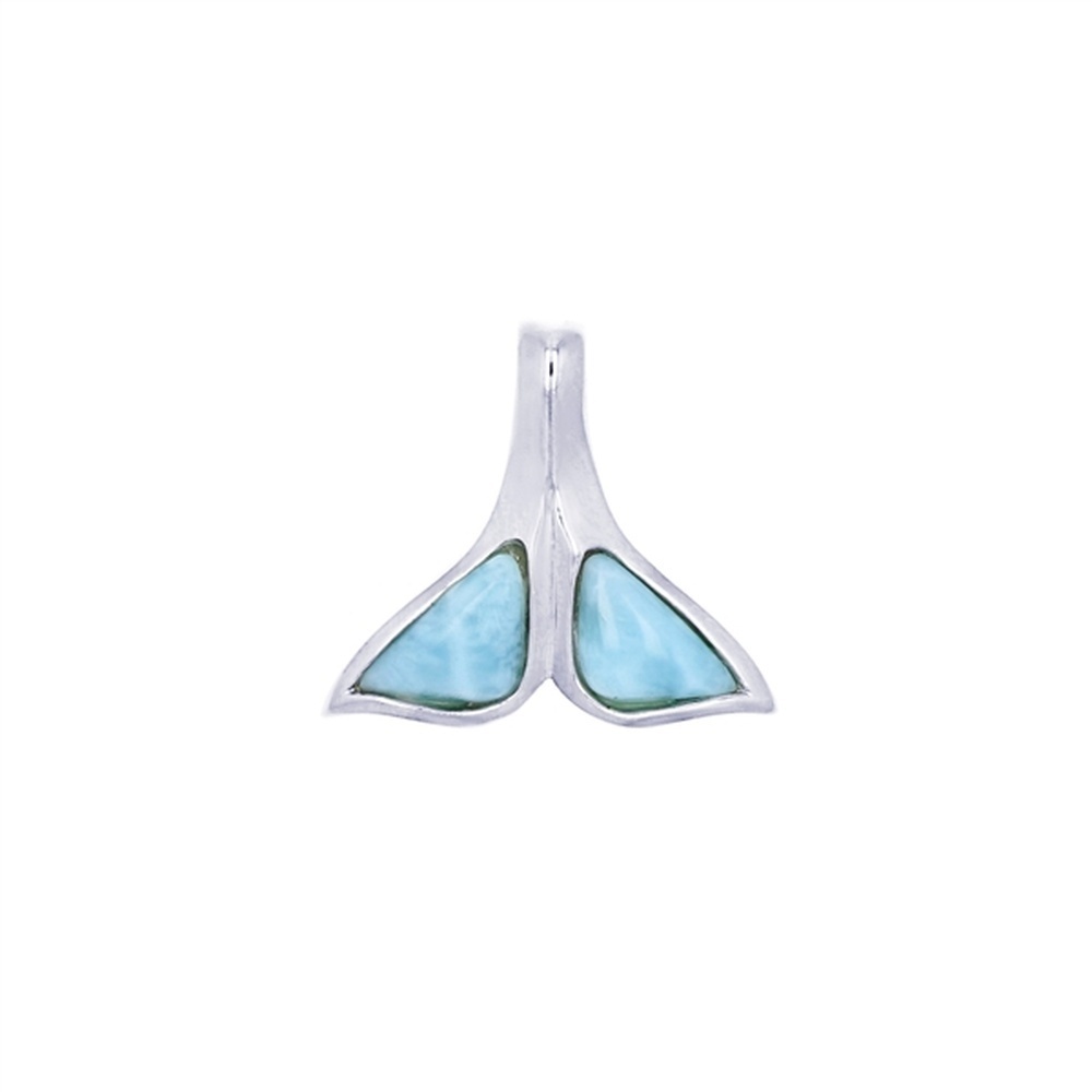 925 Sterling Silver Larimar Whale Tail Pendant 3.7 gm